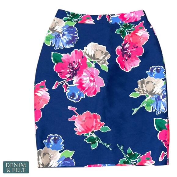 Kate Spade “Shirt the Rules” Floral Pencil Skirt Bold Blue Pink Garden Chic 8 - Picture 4 of 12